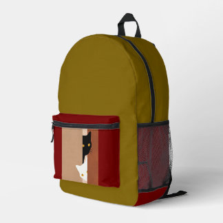 Mochila Dos Gatos Asomados プリントバックパック