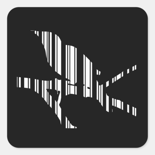 Mockingbirdバーコード鳥バーコードパターンデザイン スクエアシール (正面)
