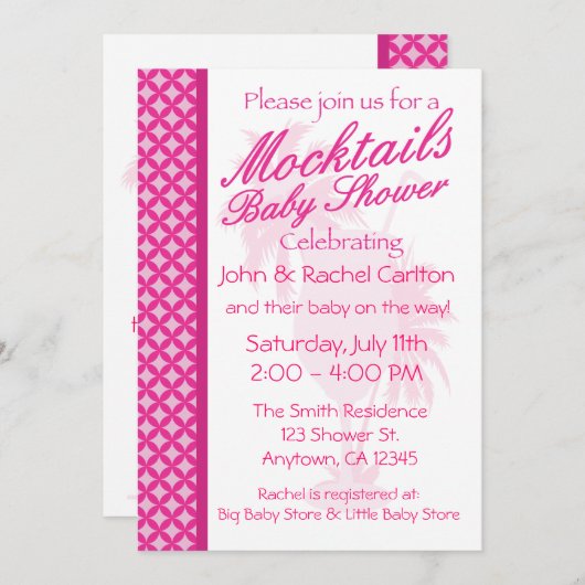 Mocktailの女の赤ちゃんのシャワーの招待状 招待状 (正面/裏面)