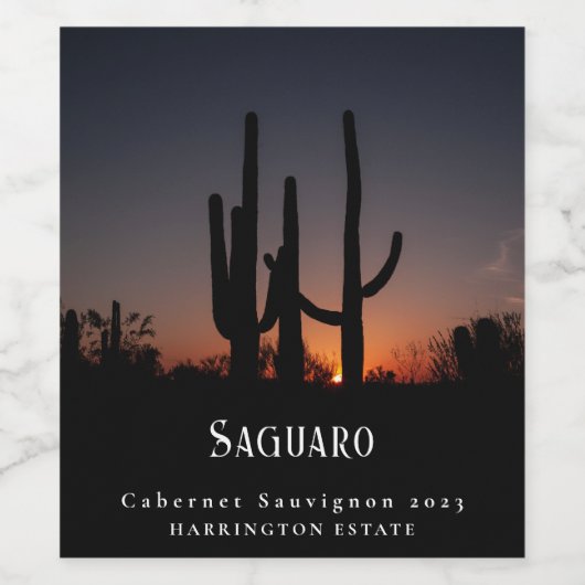 Mockup Saguaro Cactus Custom Wine Labels ワインラベル (シングルラベル)