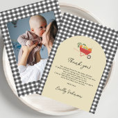 MoCountry Rustic Gray Gingham Baby Shower サンキューカード