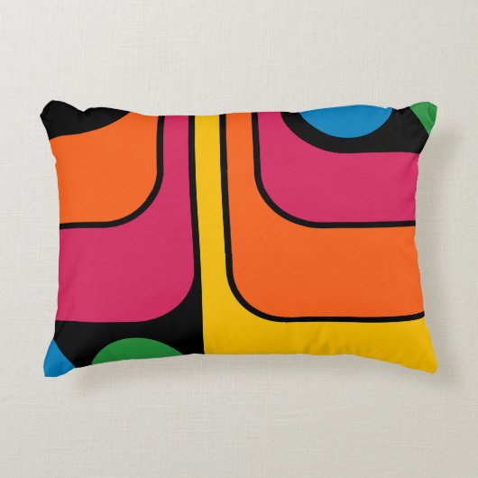 Mod 1970s Retro Style Geometric Design アクセントクッション (正面)