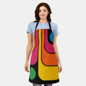 Mod 1970s Retro Style Geometric Design エプロン (着用した状態)