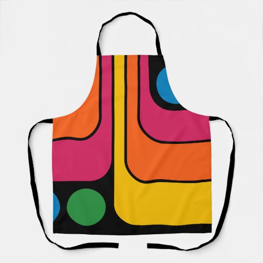 Mod 1970s Retro Style Geometric Design エプロン (正面)