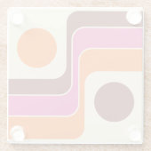 Mod 1970s Retro Style Geometric Design ガラスコースター (裏面)