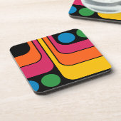 Mod 1970s Retro Style Geometric Design コースター (左側)
