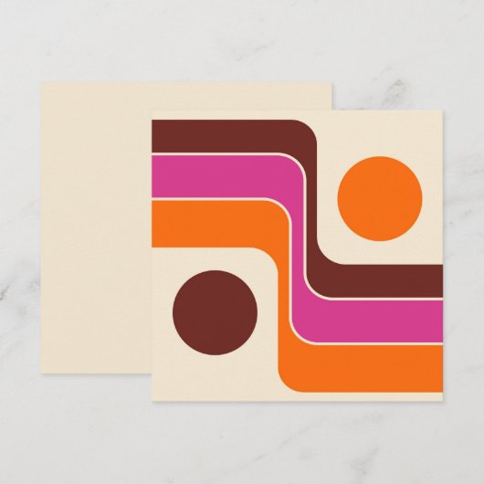 Mod 1970s Retro Style Geometric Design サンキューカード (正面/裏面)