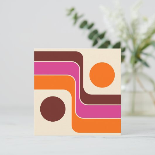 Mod 1970s Retro Style Geometric Design サンキューカード (スタンド正面)
