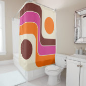 Mod 1970s Retro Style Geometric Design シャワーカーテン (インサイチュ)