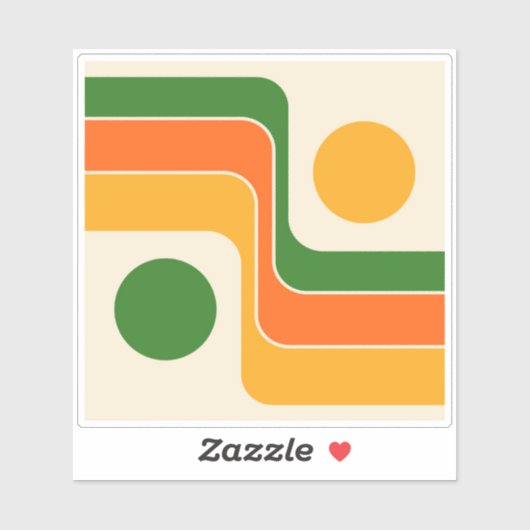 Mod 1970s Retro Style Geometric Design シール (シート)