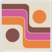 Mod 1970s Retro Style Geometric Design シール (正面)