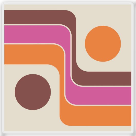Mod 1970s Retro Style Geometric Design シール (正面)