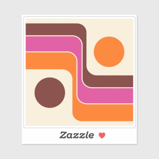 Mod 1970s Retro Style Geometric Design シール (シート)