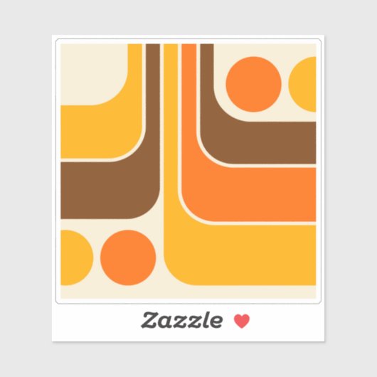 Mod 1970s Retro Style Geometric Design シール (シート)