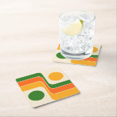 Mod 1970s Retro Style Geometric Design スクエアペーパーコースター (インサイチュ)