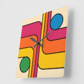 Mod 1970s Retro Style Geometric Design スクエア壁時計 (傾斜)