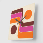 Mod 1970s Retro Style Geometric Design スクエア壁時計 (傾斜)