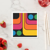 Mod 1970s Retro Style Geometric Design スタンダードカクテルナプキン (インサイチュ)