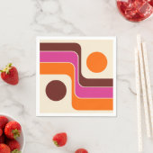 Mod 1970s Retro Style Geometric Design スタンダードカクテルナプキン (インサイチュ)