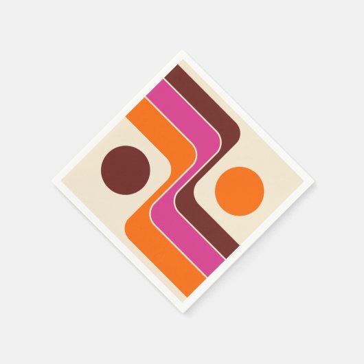 Mod 1970s Retro Style Geometric Design スタンダードカクテルナプキン (角)