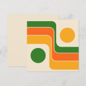 Mod 1970s Retro Style Geometric Design セーブザデート (正面/裏面)