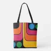 Mod 1970s Retro Style Geometric Design トートバッグ (裏面)