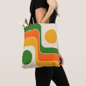 Mod 1970s Retro Style Geometric Design トートバッグ (クローズアップ)
