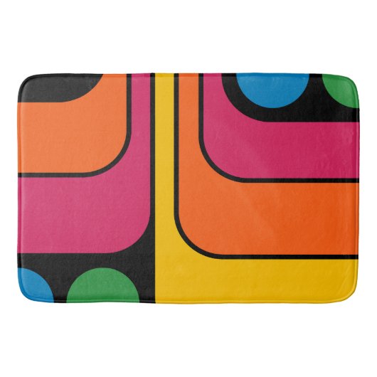 Mod 1970s Retro Style Geometric Design バスマット (正面)