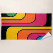 Mod 1970s Retro Style Geometric Design ビーチタオル (正面)