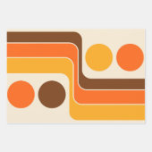 Mod 1970s Retro Style Geometric Design ラッピングペーパーシート (正面)