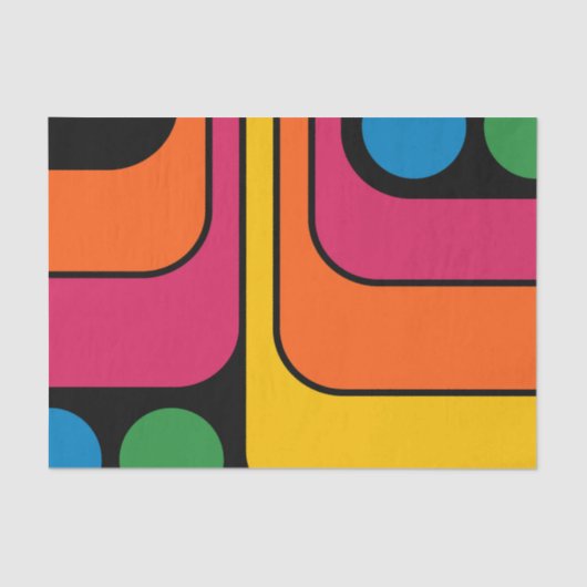 Mod 1970s Retro Style Geometric Design 薄葉紙 (正面)