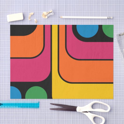 Mod 1970s Retro Style Geometric Design 薄葉紙 (クラフト)