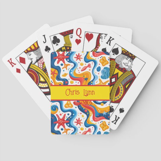 Mod Abstract Beach Theme with Starfish トランプ (裏面)