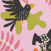 Mod Abstract Primitive Cats & Dogs Pattern pink 壁紙 (縫い目)