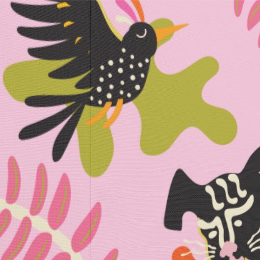 Mod Abstract Primitive Cats & Dogs Pattern pink 壁紙 (縫い目)