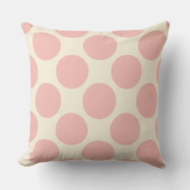 Mod big dots in pink and cream pattern クッション