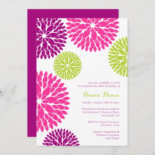 MOD BLOOMS - 結婚式、誕生日、記念日など 招待状 (正面/裏面)