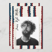 Mod Blue Deep Red Photo Class of 2026 Graduation 案内状 (正面/裏面)