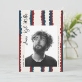 Mod Blue Deep Red Photo Class of 2026 Graduation 案内状 (スタンド正面)