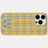 Mod Blue Hearts Tiled Mustard Monogram Case-Mate iPhoneケース (裏面 (横))