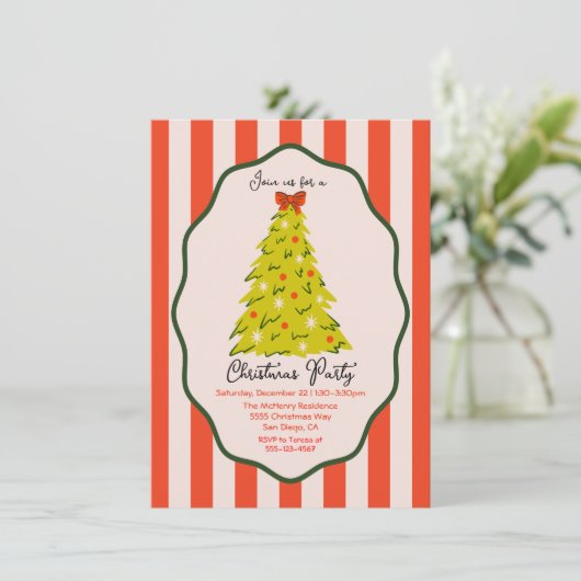 Mod Christmas Party hand drawn tree 招待状 (スタンド正面)