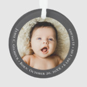Mod Grey Baby's First Christmas 1 photo Birth date オーナメント (裏面)