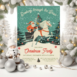 Mod Retro Santa's Sleigh ride Christmas Party 招待状