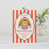 Mod Ugly Sweater Christmas Party hand drawn 招待状 (スタンド正面)