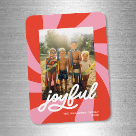 Mod Wavy Retro Groovy Christmas Red Pink Holiday マグネット