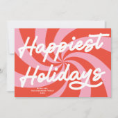Mod Wavy Retro Pink Red Christmas Non-Photo シーズンカード (正面)