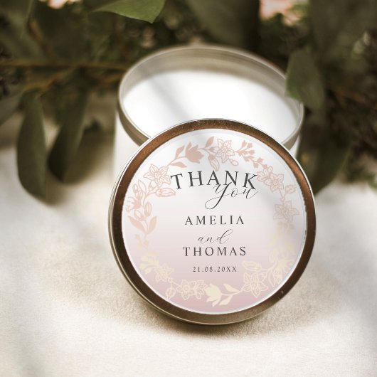 Mode Rose Gold Wreath Wedding Favor ラウンドシール