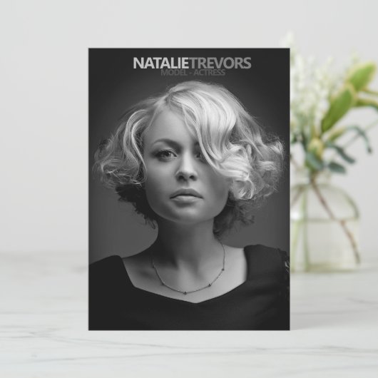 Model Actor 2 Sided 2 Photo 5x7 Comp Zedカード 招待状 (スタンド正面)