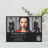 Model Actor 3 Photo Compカードテンプレート5 x 7ブラック 招待状 (スタンド正面)