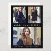 Model Actor 3 Photo Comp Card - Black Front (正面/裏面)